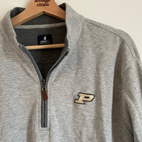 Johnnie-O Purdue Sully 1/4 Zip Gray Sweatshirt Men's SZ XL Gold Boilermakers EUC - Picture 7 of 10